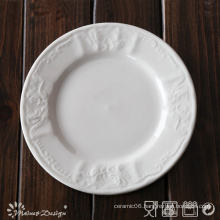 White Porcelain Embossed with Classic Design Side Plate